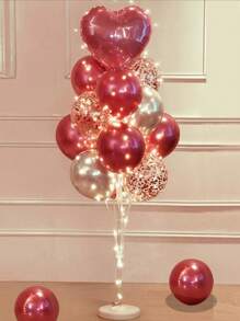13 件气球套装，包括一个 18 英寸粉色心形气球和十二个 12 英寸玫瑰金闪亮透明乳胶气球，适用于婚礼和生日派对装饰、圣诞节 - 彩色 - 查看 2