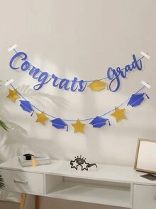 Banner De Decoración De Congrats Grad, 1 Set (1 Pieza) - Azul - Ver 6