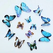 12pcs 3D Butterfly Wall Sticker, Wall Art Butterfly For Home Room Decor - Multicolor - View 13