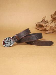 Boho 1 Nam Thời Trang Thường Ngày Đau Khổ Dầu Thả Rắn Khóa Thắt Lưng Có Họa Tiết Nổi - Màu Đỏ Sâu - Xem 2