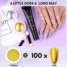 Makartt 3D Nail Gel And Chrome Nail Powder Kit, Sculpting Gel For Nail Art, 15g DIY Craving Gel, No Wipe 3D Molding Gel And Metallic Chrome Powder Set For Nails Decoration Manicure Pedicure Use - Trong sáng - Xem 6