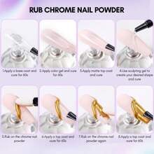 Makartt 3D Nail Gel And Chrome Nail Powder Kit, Sculpting Gel For Nail Art, 15g DIY Craving Gel, No Wipe 3D Molding Gel And Metallic Chrome Powder Set For Nails Decoration Manicure Pedicure Use - Trong sáng - Xem 4