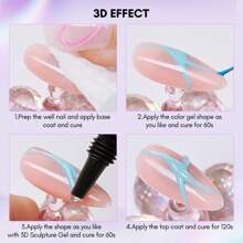 Makartt 3D Nail Gel And Chrome Nail Powder Kit, Sculpting Gel For Nail Art, 15g DIY Craving Gel, No Wipe 3D Molding Gel And Metallic Chrome Powder Set For Nails Decoration Manicure Pedicure Use - Trong sáng - Xem 5