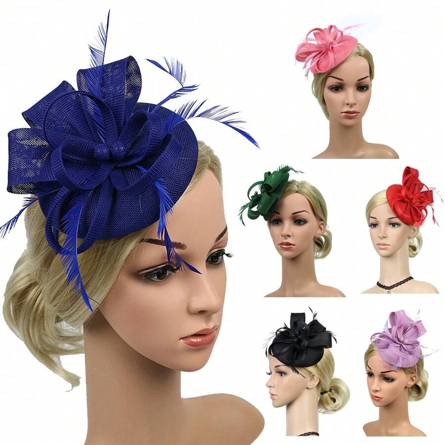 Chapeau fascinateur élégant de célébrité avec serre-tête et pince à cheveux, coiffure de mariage et de derby pour femmes 1 pièce Chapeau de cowboy Chapeau de cowgirl Halloween