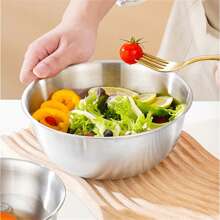 3pcs/1pc, Durable Stainless Steel Mixing Bowls For Effortless Kitchen Preparation And Storage, Kitchen Bowls With Measurement Marks For Salad, Baking, Whisking - Durable And Deep Round Mixing Bowl Set