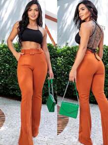 Women Pants - 亮橙色 - 查看 1