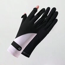 夏季防曬手套女士薄款冰絲防紫外線露指觸屏開車騎行防滑透氣手套 - c6-3 - 查看 11