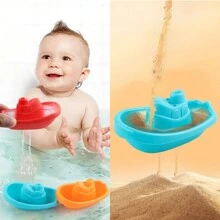 6 piezas de juguetes flotantes para baño de niños, apilables y coloridos, para el baño del bebé, diversión en la playa, interacción en la piscina, juego de agua en verano, conjunto de juguetes flotantes de barcos, color al azar. - Multicolor - Ver 4