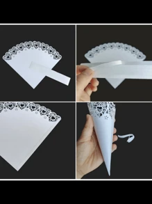 50 Peças Cones de Casamento para Pétalas, Confete Branco Vazado a Laser, Cones de Papel Vazados para Flores Secas, Decoração de Casamento, Lembrancinhas, Arremesso de Confete, Suprimentos de Casamento com Amor Vazado, Tubo de Papel Vazado a Laser, Cone de Papel, Natal