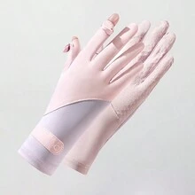 夏季防曬手套女士薄款冰絲防紫外線露指觸屏開車騎行防滑透氣手套 - c6-3 - 查看 13