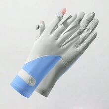 夏季防曬手套女士薄款冰絲防紫外線露指觸屏開車騎行防滑透氣手套 - c6-3 - 查看 12