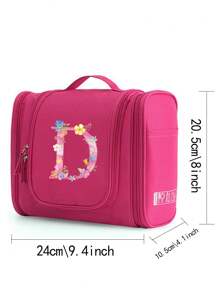 Geantă de toaletă, geantă de machiaj, geantă de călătorie impermeabilă pentru femei, geantă de depozitare de mare capacitate, geantă cosmetică cu imprimeu floral roz, cârlig, geantă de toaletă, geantă de mână, genți de toaletă, esențiale de călătorie de vară, pentru vacanță la plajă, rechizite școlare, esențiale pentru cămin, înapoi la școală, rechizite școlare