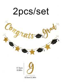 Banner De Decoración De Congrats Grad, 1 Set (1 Pieza) - Azul - Ver 2