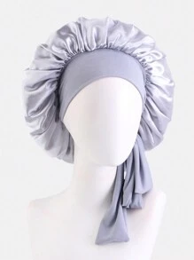 1pc Women's Elastic Satin Ribbon Round Cap, Faux Silk Sleeping Cap/Makeup Cap, Suitable For Daily Use - Violet Purple - View 10