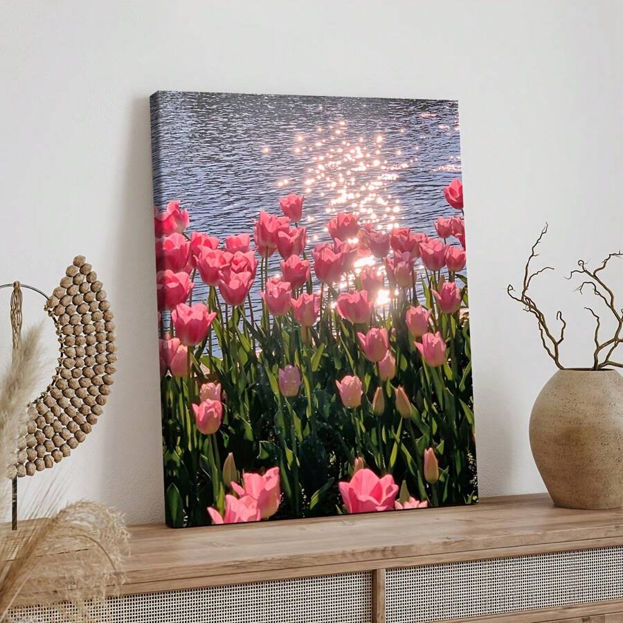 1 PC Khung gỗ Canvas Poster, Phong cách Bắc Âu, Tranh tường màu hồng, Poster Canvas, Nghệ thuật treo tường Trang trí nhà cửa, Trang trí tường, Phòng khách, Phòng ngủ, Văn phòng, Nhà hàng, Quầy bar Trang trí phòng tắm, Không thấm nước, Tranh vẽ, Tác phẩm nghệ thuật - Nhiều màu - Xem 1