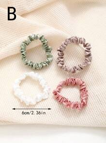 4 dây buộc tóc bản rộng bằng vải satin màu trơn, dây buộc tóc mỏng co giãn để buộc tóc đuôi ngựa, búi tóc, dây buộc tóc đuôi ngựa ngày lễ tình nhân thông thường, dây buộc tóc - Nhiều màu - Xem 5