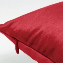 1pc Plain Cushion Cover Without Filler, Striped Velvet Square Pillowcase For Sofa, Home Decor - Red - View 2