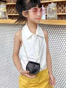 1pc Fashion Kids Children PU Leather Shoulder Bag Lovely Baby Girls Mini Chain Purse Cute Princess Crossbody Bag - Black - View 6