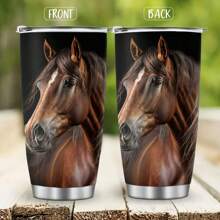1 Pieza Taza De Acero Inoxidable Realista De Caballo, Regalo Inspirador Para Los Amantes De Los Caballos, Granjero, Taza De Animal Aislante, Cumpleaños, Día De San Valentín, Graduación, Taza De Recuerdos De Carreras De Caballos, Taza De Viaje, Adecuada Para Hombres Y Mujeres, 20 Oz
