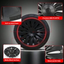 4PCS Wheel Covers For 2020-2023 Tesla Y 19-Inch ABS Hubcap Rim Protectors Whirlwind-Shaped Wheel Trim Covers By IKON MOTORSPORTS. - Gaya V5 - Hitam Matte - View 2