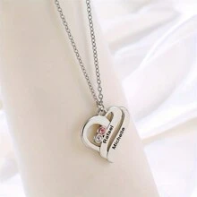 Customized Necklace Single Engraved Name Charm Necklace For Women, Fashionable Personalized Heart Pendant Stainless Steel Customizable Text Couple Necklace, Party Jewelry Gift For Couple Valentines,Silver,Stylish,Colorful,Vintage,Simple,Unisex,Casual,Cuties,Custom,Personalized,Unique,Ideal Gifts For Him,Ideal Gifts For Her,Her,Boyfriend,Girlfriend,Dad,Mom,Family,Friends,For Anniversaries,For Birthdays,For Graduation,For Prom,For Party,Stainless Steel Jewelry - Silver - View 6