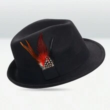 1 件装男士装饰性节日派对正式礼帽，英国绅士风格，遮阳时尚帽 - 純色 - 查看 4