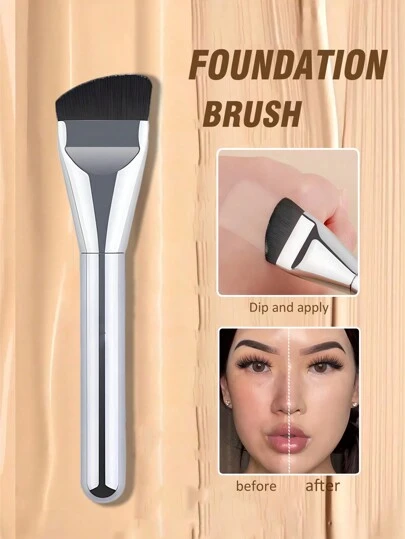 1pc Ultra-Thin Round Angled Blush Brush, Multi-Functional Makeup Tool For Face Mask, Suitable For Beginner Makeup Artists To Easily Create Confident Makeup Look