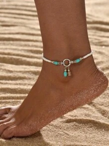 Stone Decor Beaded Anklet - Multicolor - View 1