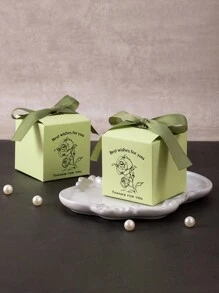 2入/10入/組婚禮派對禮物糖果餅乾包裝袋/盒子帶絲帶（包括賀卡、盒子和禮品袋） - 青碧色 - 查看 4