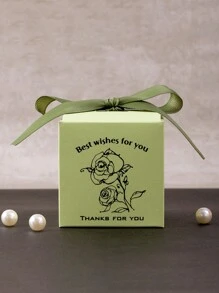 2入/10入/組婚禮派對禮物糖果餅乾包裝袋/盒子帶絲帶（包括賀卡、盒子和禮品袋） - 青碧色 - 查看 5