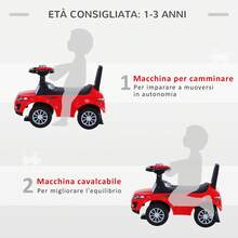 Macchina Cavalcabile Giocattolo per Bambini 12-36 Mesi, Macchina a Spinta con Vano Contenitore e Schienale - Rosso - Visualizzare 4