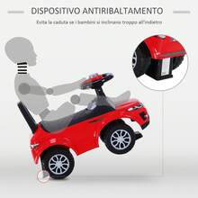Macchina Cavalcabile Giocattolo per Bambini 12-36 Mesi, Macchina a Spinta con Vano Contenitore e Schienale - Rosso - Visualizzare 6