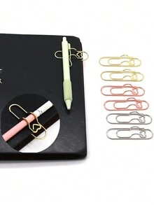 6入組多色多功能愛心金屬筆夾紙夾,批發手帳配件筆扣曲針固定座筆夾掛零,多功能金屬筆夾紙夾,日記配件筆扣曲針寫作固定座筆夾掛零 - 彩色 - 查看 5