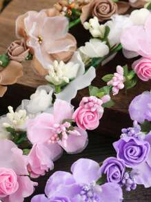 Accessori da boho 1 pezzo Fascia per capelli con corona di fiori da donna, adatta per vacanze al mare, matrimoni, accessori da sposa e damigella, San Valentino, fasce per capelli, cerchietti