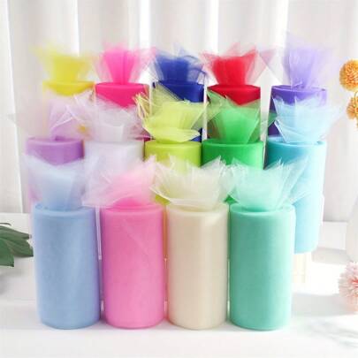 1pc Tulle Roll Spool White Organza Roll Red Blue Tulle Organza Fabric Tutu Skirt Girl Shower Decor Party Supplies DIY 25 Yards*15cm,Christmas