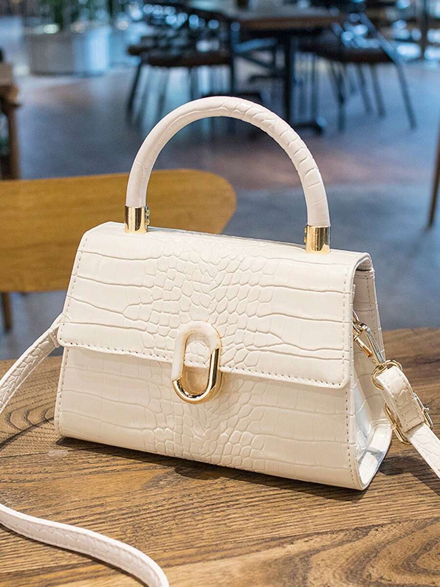 Small Square Bag Elegant PU Metal Decoration For Daily Life Crossbody Bag For Women - White - View 1