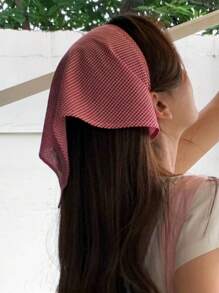 1 件女士清新格纹法式乡村风格防晒头巾夏季波西米亚风发巾，头巾秋冬发带发饰女士度假装