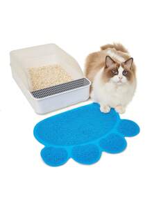 1 Pièce Tapis De Litière Pour Animal De Compagnie En Pvc Antidérapant En Forme D'empreinte De Pied, Double Usage Comme Tapis De Litière Pour Chat Et Tapis De Table