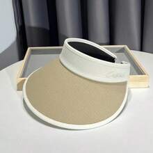 女款戶外寬邊遮陽帽,帶有防uv功能,非常適合夏季活動,如海灘、騎行和旅行 - 卡其色 - 查看 1