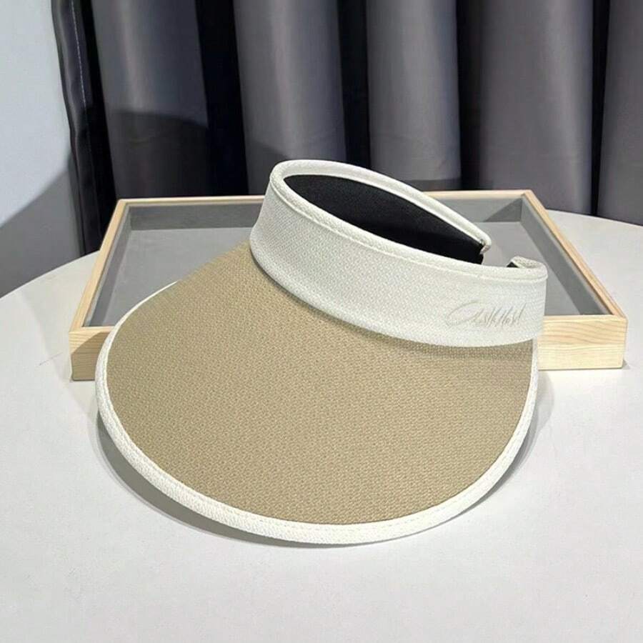 女款戶外寬邊遮陽帽,帶有防uv功能,非常適合夏季活動,如海灘、騎行和旅行 - 卡其色 - 查看 1