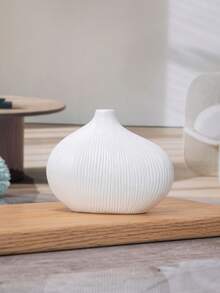 1pc Polyresin Seashell Shaped Home Decor Flower Vase Ornament - White - View 3