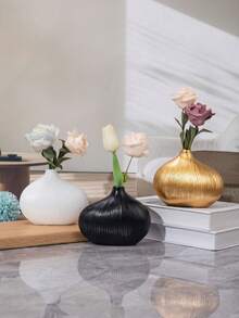 1pc Polyresin Seashell Shaped Home Decor Flower Vase Ornament - White - View 5