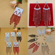 2024 Hàng mới đến Đúng mốt Kịch Sang trọng Giường đôi Máy khoan Pha lê & Đầy màu sắc Tua Hoa tai Đối với phụ nữ Đối với Linh hoạt Buổi tiệc , Yến tiệc Tai Đồ trang trí - Nhiều màu - Xem 3