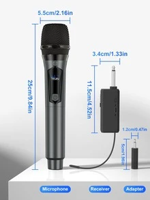 專業無線麥克風-單麥和雙麥可選,適用於家庭卡拉ok、唱歌、演講、主持、會議、舞台表演、卡拉ok直播、電視音響系統-通用戶外麥克風 - 灰色 - 查看 7