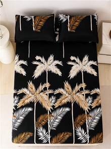 3 cái/bộ Bộ ga trải giường in sẵn, bao gồm 1 ga trải giường và 2 vỏ gối (Chiều sâu ga trải giường 30cm) - cây dừa - Xem 6