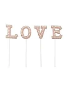 1 Set Cake Decoration Supplies With 'love' Letter Shaped Toppers For Beautiful Decoration, Great For Mother's Day Gift - Golden 2 - View 4
