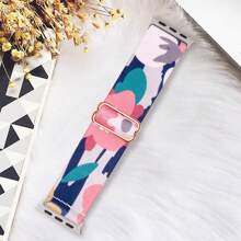 chinbersky 可愛的花紋彈性帶,與蘋果手錶38mm 40mm 41mm 42mm 44mm 45mm 49mm Women兼容,尼龍彈性替換帶,用於一系列9 8 7 6 5 4 3 2 1 Se Ultra 2 - 花朵圖案 - 查看 5