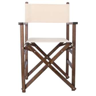 Well Home WELL HOME MOBILIARIO & DECORACIÓN Regisseurstoel met notenhouten frame en onbewerkte stof, 51x46x86 cm