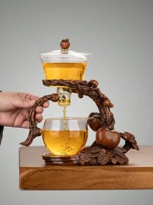 1 套 Slouchy 茶具套装，柿子风格，磁力分水旋转盖碗，茶叶浸泡器，自动玻璃茶壶配 6 个茶杯，功夫茶具，茶盘，茶罐，适用于家庭客厅办公室，生日礼物 - 多色 - 查看 11