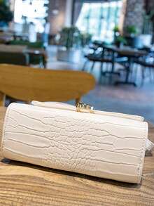 Small Square Bag Elegant PU Metal Decoration For Daily Life Crossbody Bag For Women - White - View 2